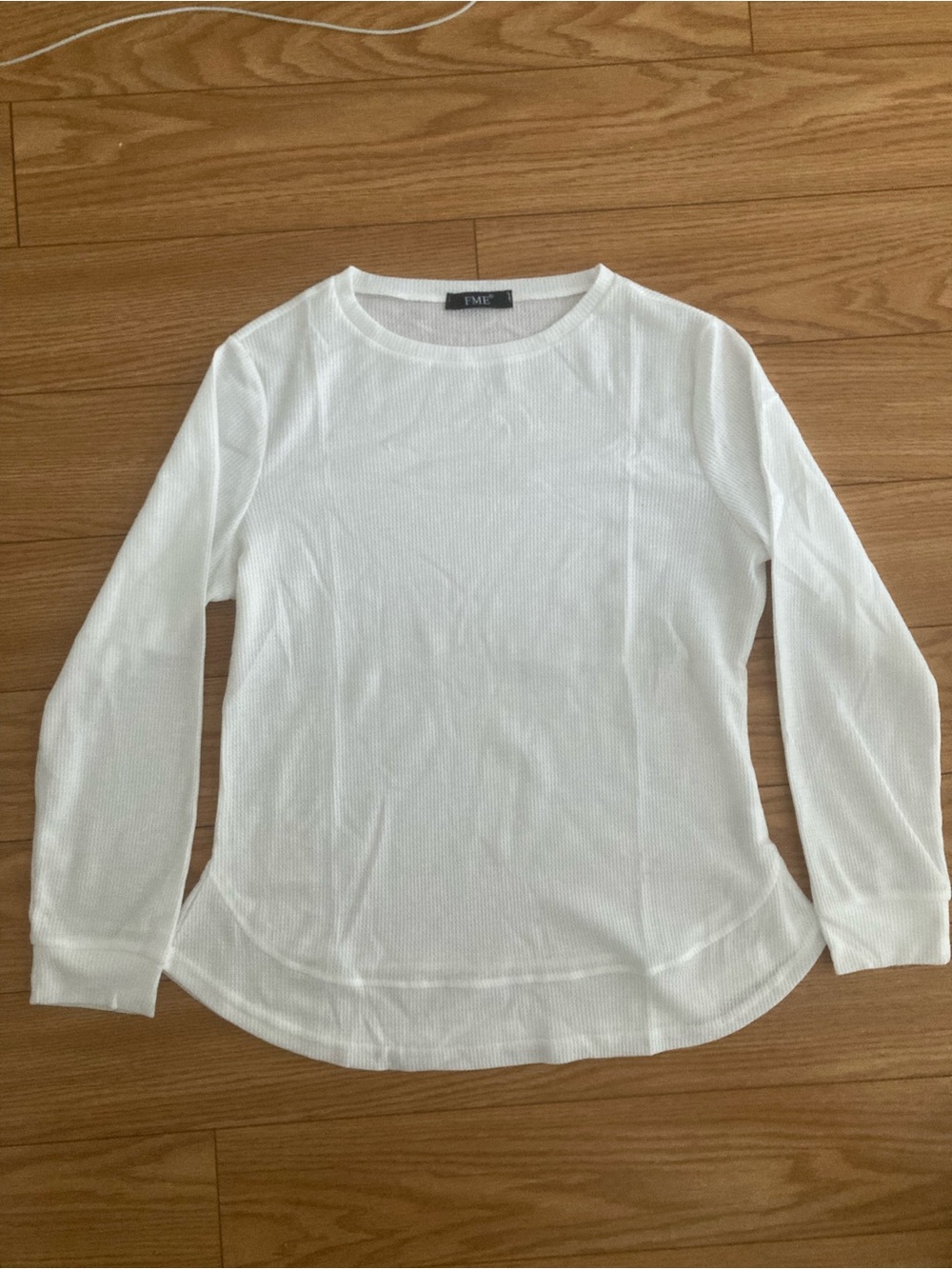 FME Essentials White Ribbed Long-Sleeve Crewneck Top